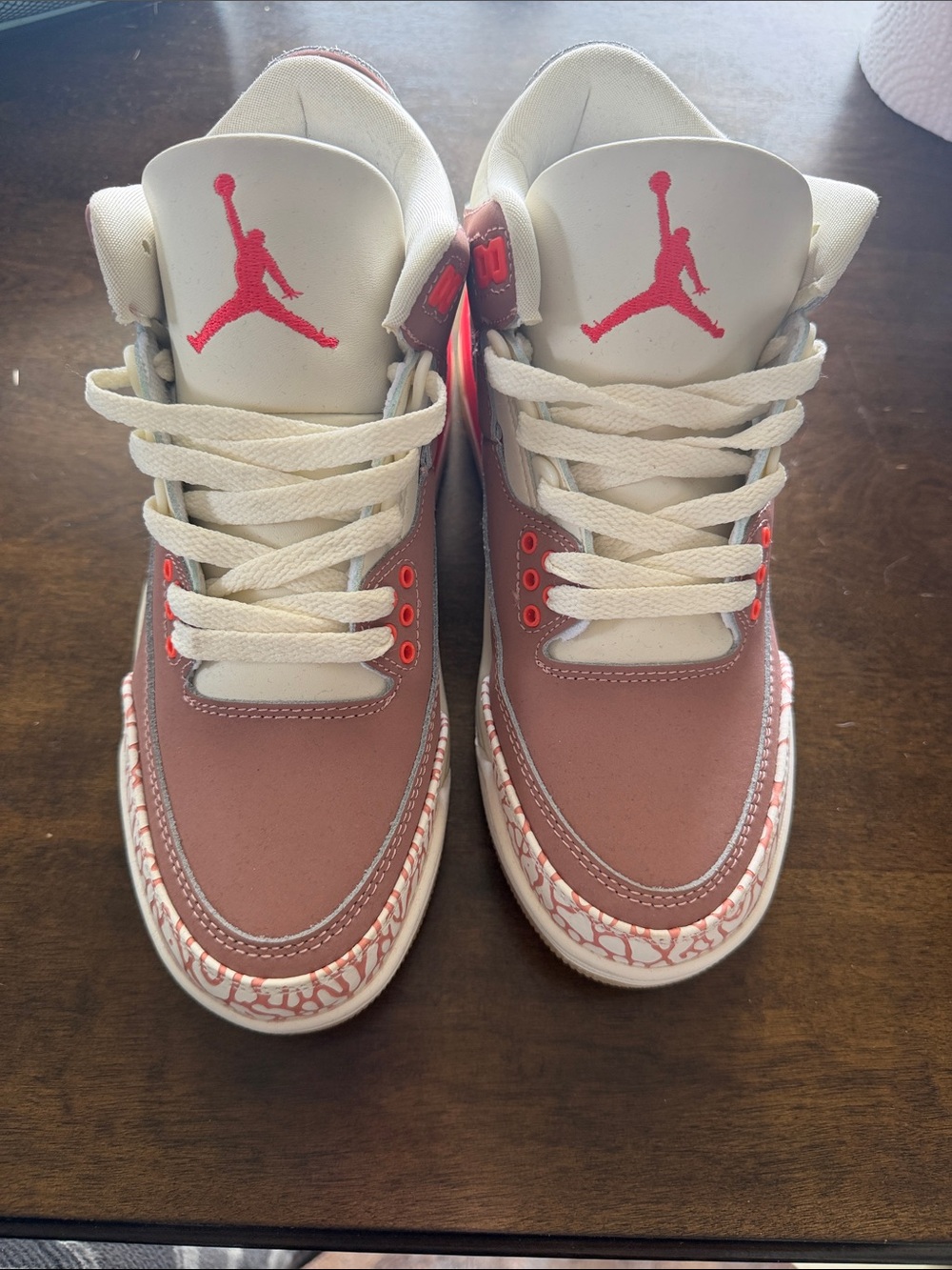 Jordan Women's Sneakers in Mauve and Cream with Pink Jumpman